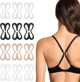 12PCS Bra Strap Holder Clips for Racerback, Bra Strap Clips Anti-Slip Buckles Conceal Straps for Back for Women Cross Back Convertors Adjustable Bra Straps for Conceal Straps and Cleavage Control