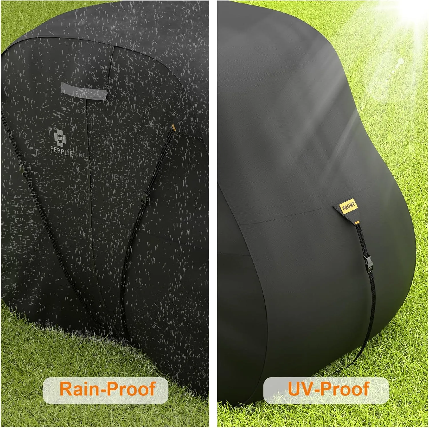 2 2/4 Passenger Golf Cart Cover Fits for Yamaha EZGO Club Car, 420D Waterproof Durable Polyester Golf Cart Cover with 2 Zipper Doors - Black