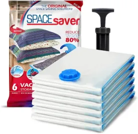 6 Pack Jumbo Vacuum Storage Bags for Comforters, Blankets & Clothes  Jumbo Vacuum Sealed Compression Bags with Hand Pump  Space Saver Storage Bags for Bedding, Moving, Travel & Organization