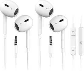Antool Wired Earbuds,Ultra Clear Calls & no Noise Headphones Earbuds Wired 3.5mm, in-Ear Earphones with Mic, Compatible with iPhone/iPad/Android/Laptop/PC 2 Pack