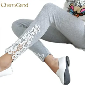 Autumn Cotton Leggings with Side Leg Triangle Lace