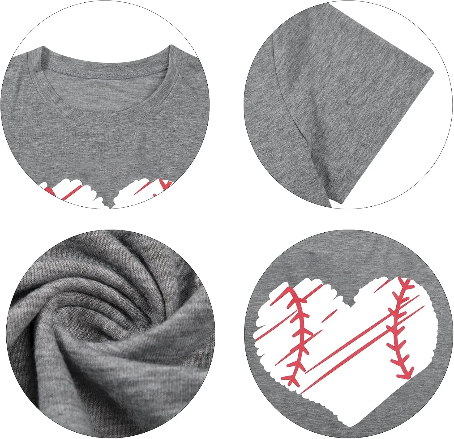 Baseball Shirt Women Baseball Heart Tee Shirts Baseball Mom Tshirt Game Day Casual Crew Neck Short Sleeve Tops