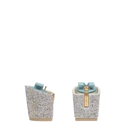 Block Heel Kit 3 White Iridescent Rhinestone