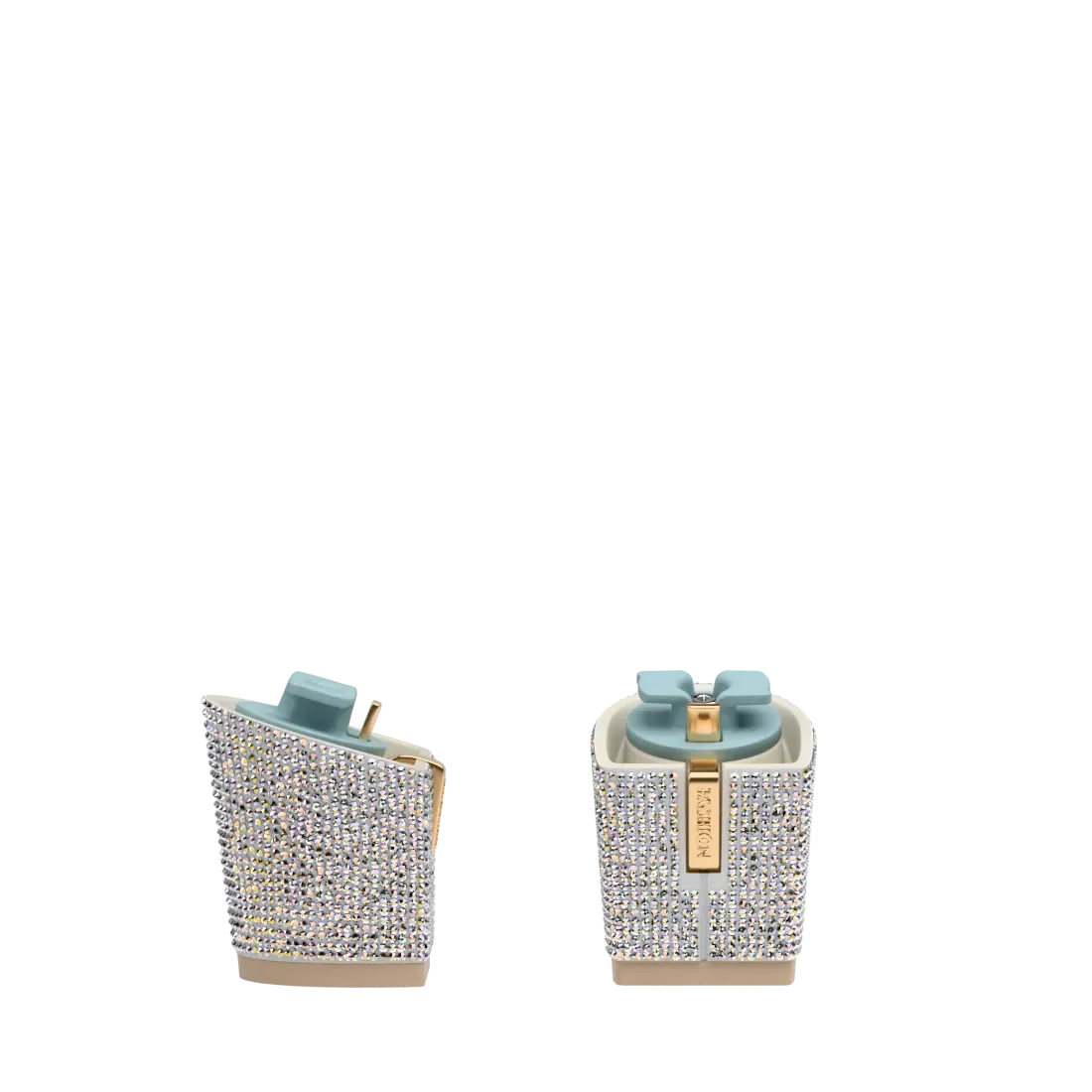 Block Heel Kit 3 White Iridescent Rhinestone