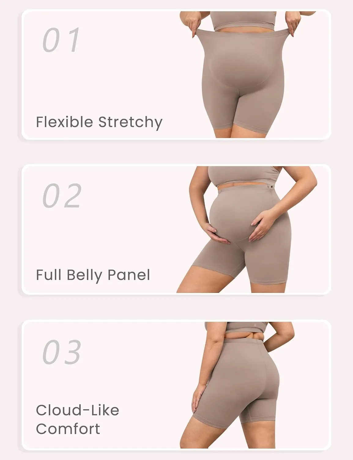 BONVIGOR Buttercloud Maternity Shorts Over The Belly- 5" Plus Size Pregnancy Biker Shorts Women Workout Yoga