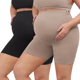 BONVIGOR Buttercloud Maternity Shorts Over The Belly- 5" Plus Size Pregnancy Biker Shorts Women Workout Yoga