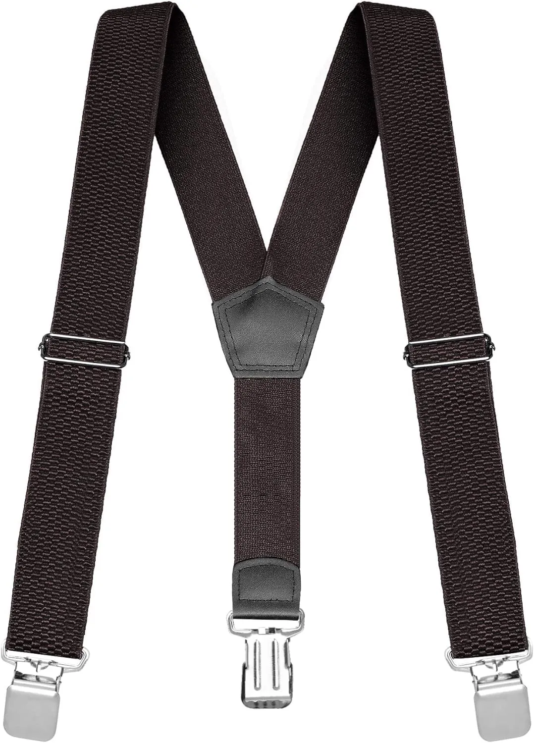Buyless Fashion Heavy Duty Textured Suspenders for Men - 48" Adjustable Straps 1 1/2" - Y Shape