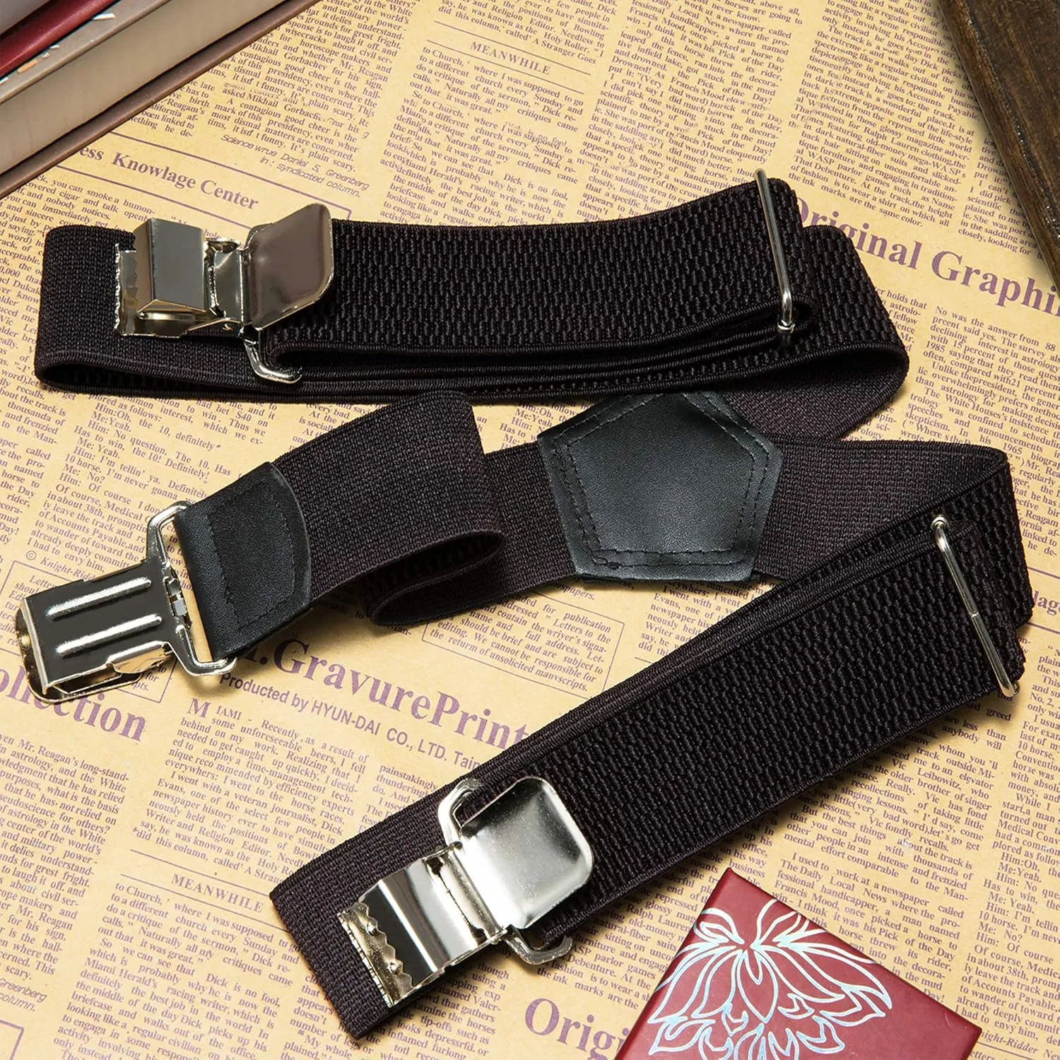 Buyless Fashion Heavy Duty Textured Suspenders for Men - 48" Adjustable Straps 1 1/2" - Y Shape