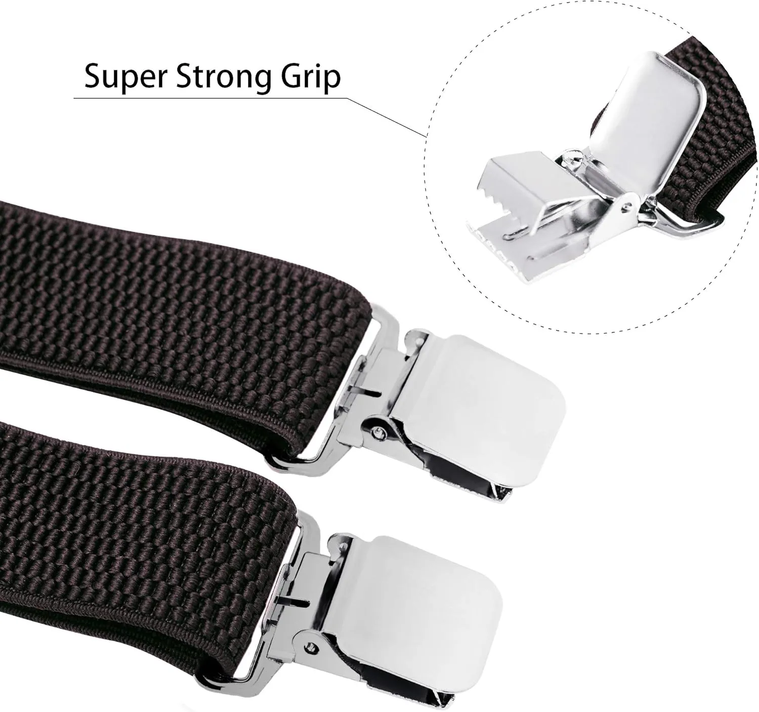 Buyless Fashion Heavy Duty Textured Suspenders for Men - 48" Adjustable Straps 1 1/2" - Y Shape