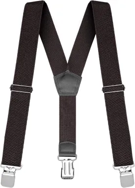 Buyless Fashion Heavy Duty Textured Suspenders for Men - 48" Adjustable Straps 1 1/2" - Y Shape