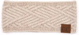 C.C Winter Fuzzy Fleece Lined Thick Knitted Diagonal Stripes Criss-Cross Pattern Headband Headwrap (HW-2060)