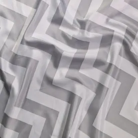 Chevron Print (Lamour) Wholesale Fabric in Silver and White