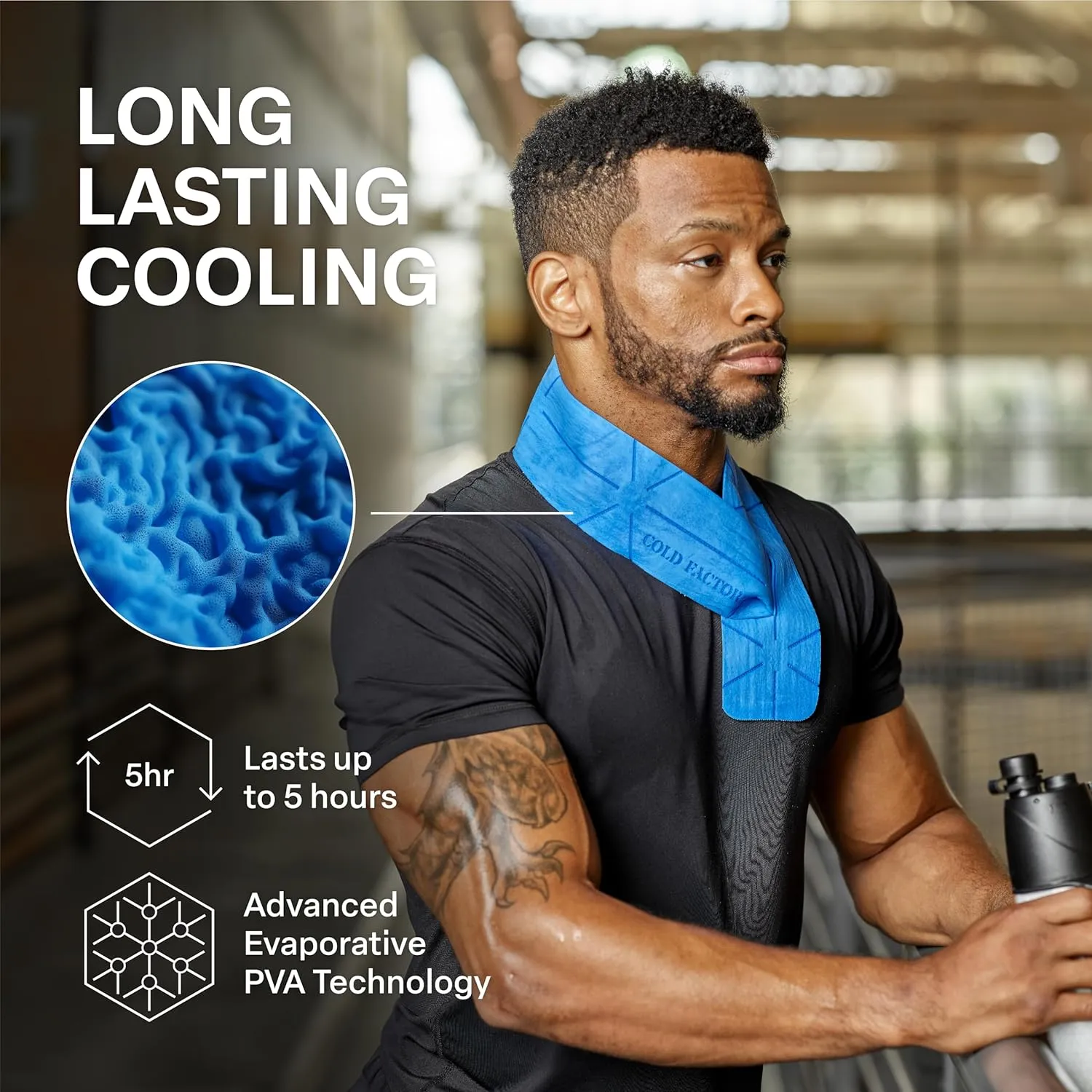 COLD FACTOR Mini Cooling Neck Towel - PVA Premium Cooling Towel Wrap 3 Pack Lasting Up to 5 Hours Cooling Ice Towels for Neck and Face-Neck Cooler with UPF 50  29.5" x 3" (Blue)