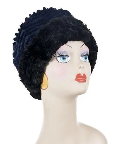 Cuffed Pillbox, Reversible (Solid or Two-Tone) - Chevron Faux Fur (SOLD OUT)