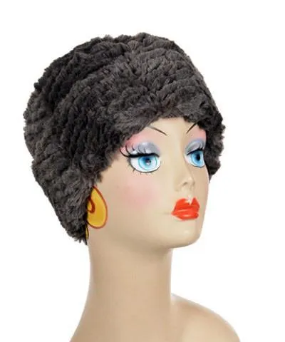 Cuffed Pillbox, Reversible (Solid or Two-Tone) - Chevron Faux Fur (SOLD OUT)