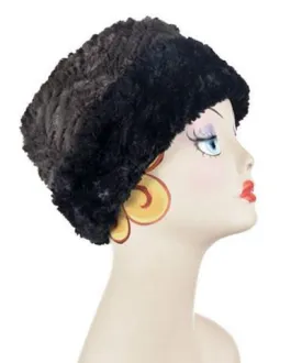Cuffed Pillbox, Reversible (Solid or Two-Tone) - Chevron Faux Fur (SOLD OUT)