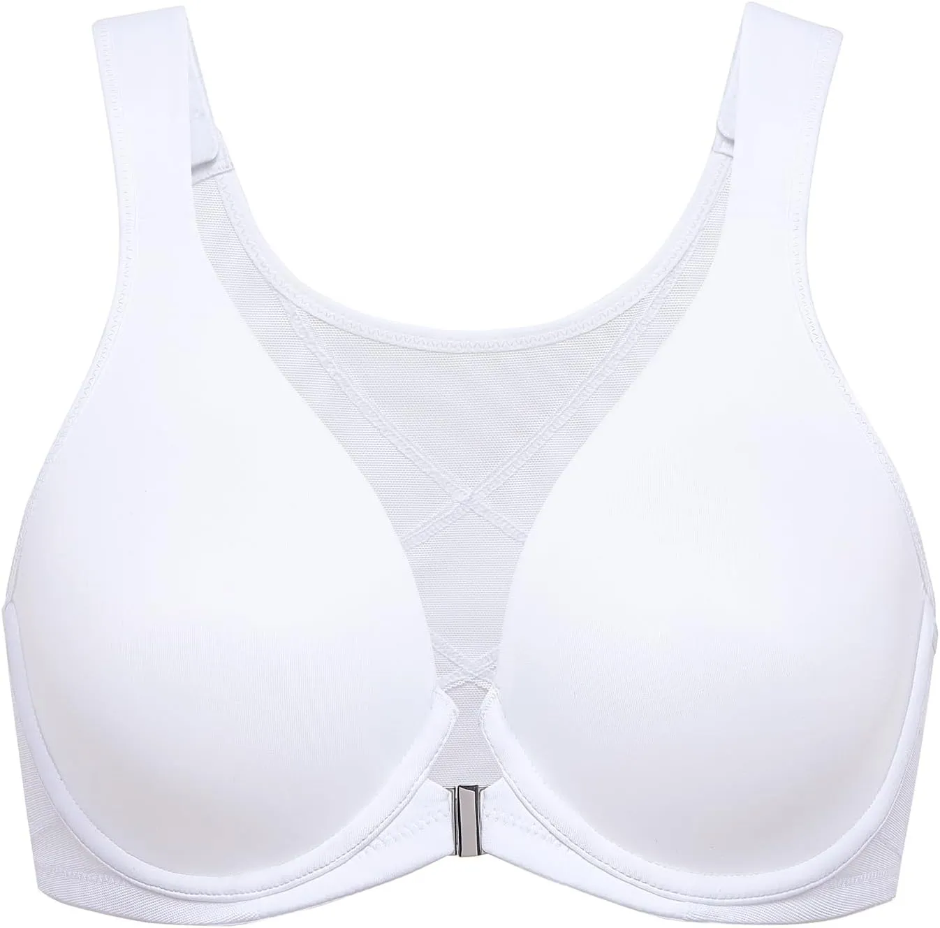 DELIMIRA Women's Front Closure Bras Posture Full Coverage Plus Size Underwire Unlined Back Support Plunge Seamless Bra B-H