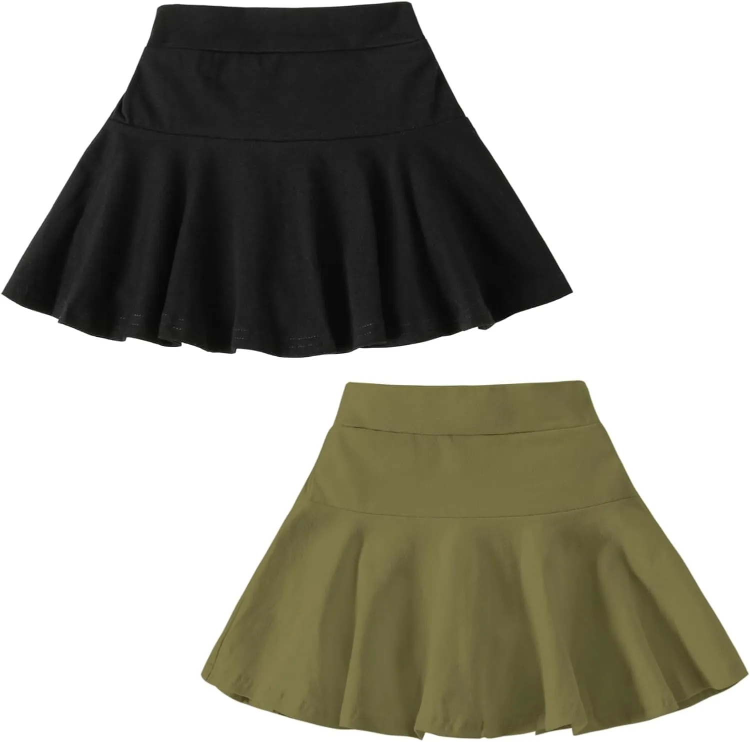 DREAM BUS 2 Pack Girl Pleated Skirts Built in Shorts Little Kid Tennis Skorts Toddler Girl Athletic Flowy Skorts Skirts