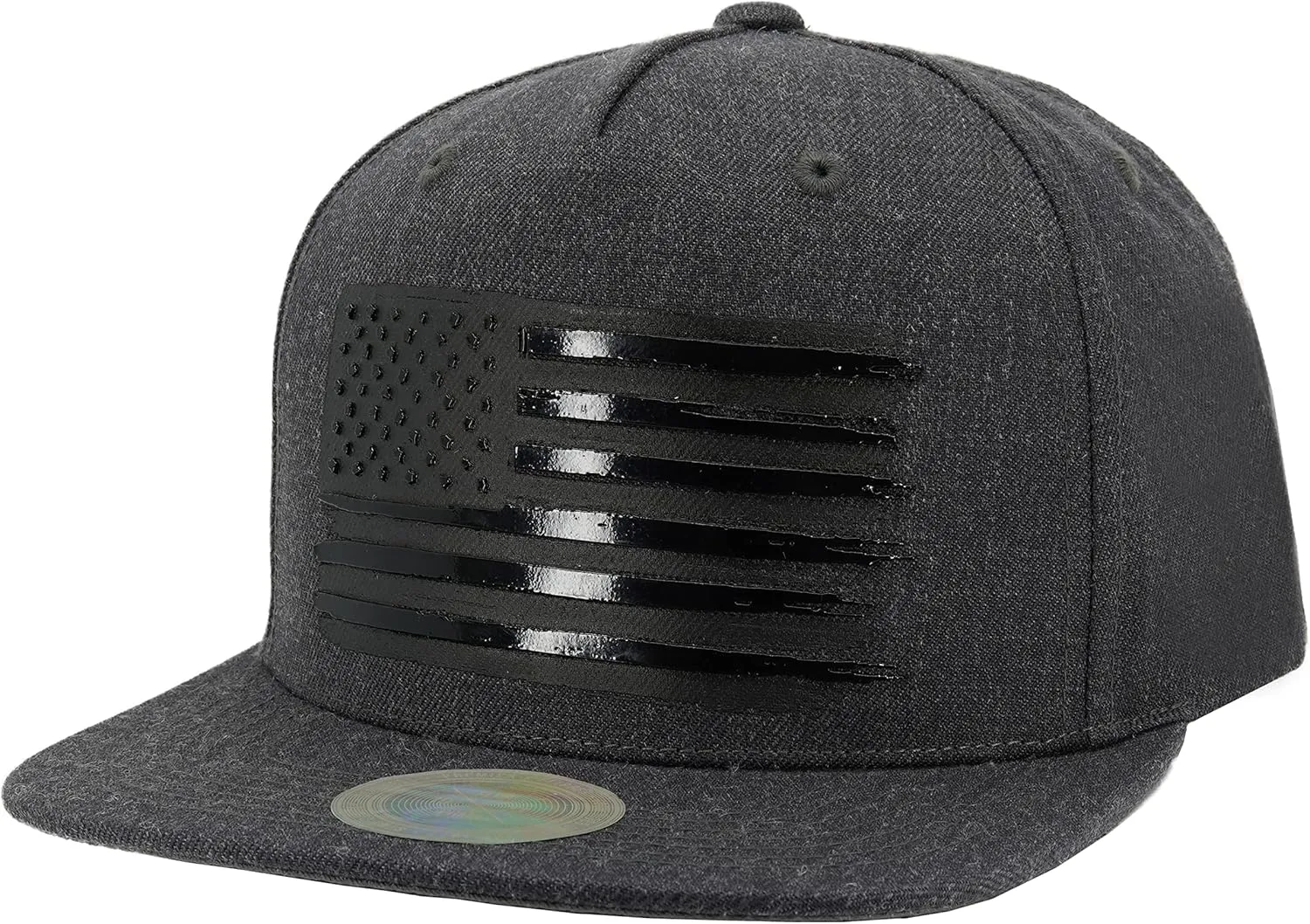 FLIPPER 3D Glossy American Flag Snapback Hat  Flat Brim Adjustable Baseball Cap for Men & Women, Patriotic USA Trucker Hat