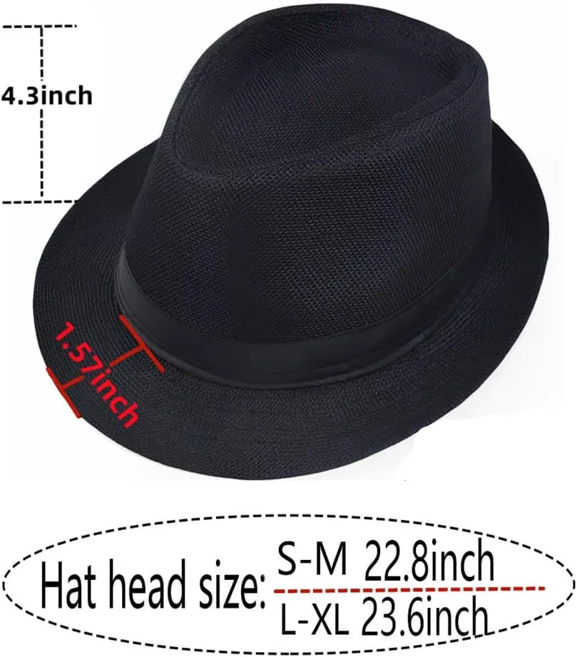 Giroir Fedora Hats for Men Women Short Brim Unisex Summer Beach Style 1920s Party Accessories