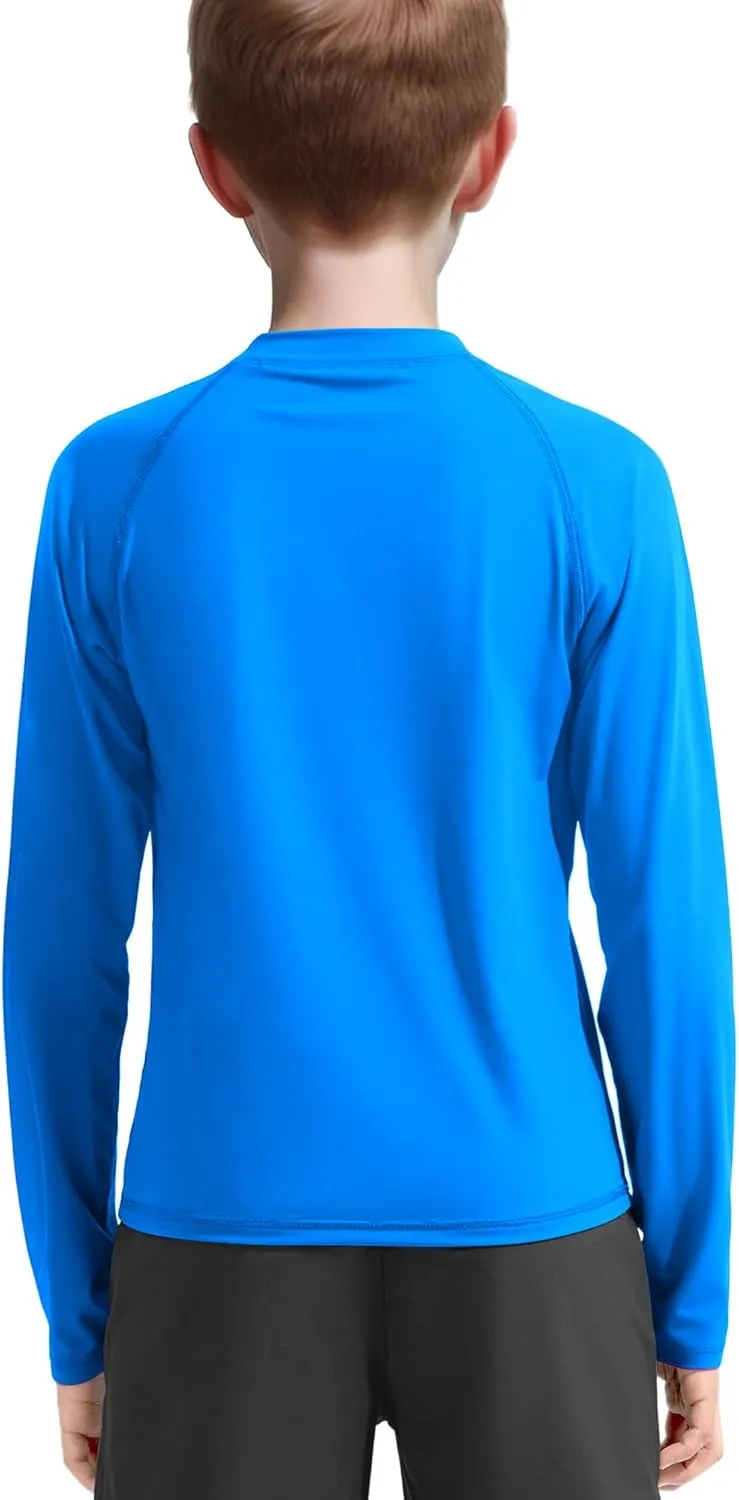 JOCMIC Boys Rash Guard Long Sleeve Swim Shirt UPF 50  Sun Protection Quick Dry Swimming Shirt for Kids
