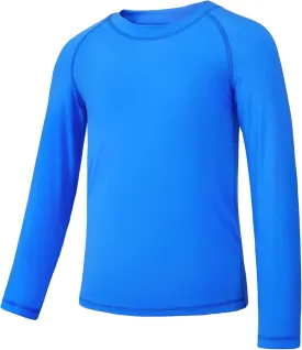 JOCMIC Boys Rash Guard Long Sleeve Swim Shirt UPF 50  Sun Protection Quick Dry Swimming Shirt for Kids