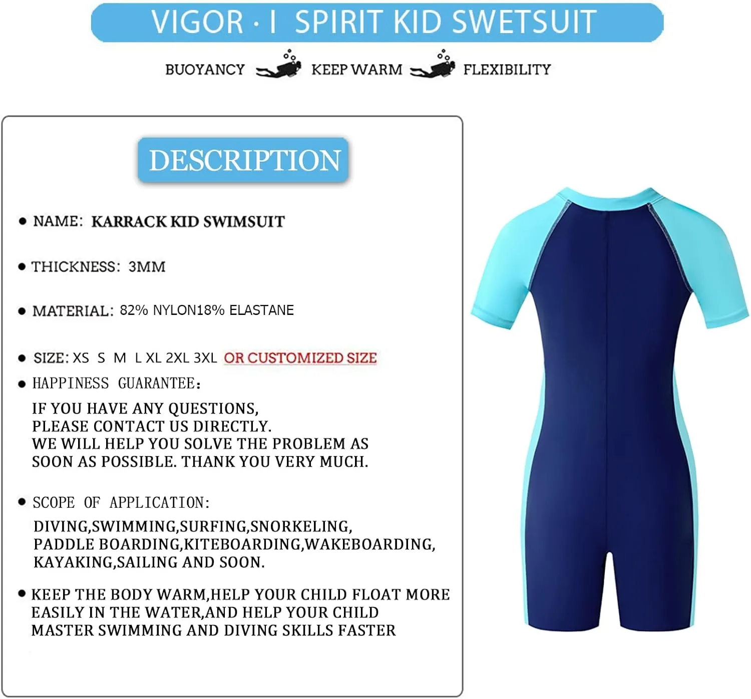 karrack Girls and Boys One Piece Rash Guard Swimsuit Kid Water Sport Short Swimsuit UPF 50 Sun Protection Bathing Suits