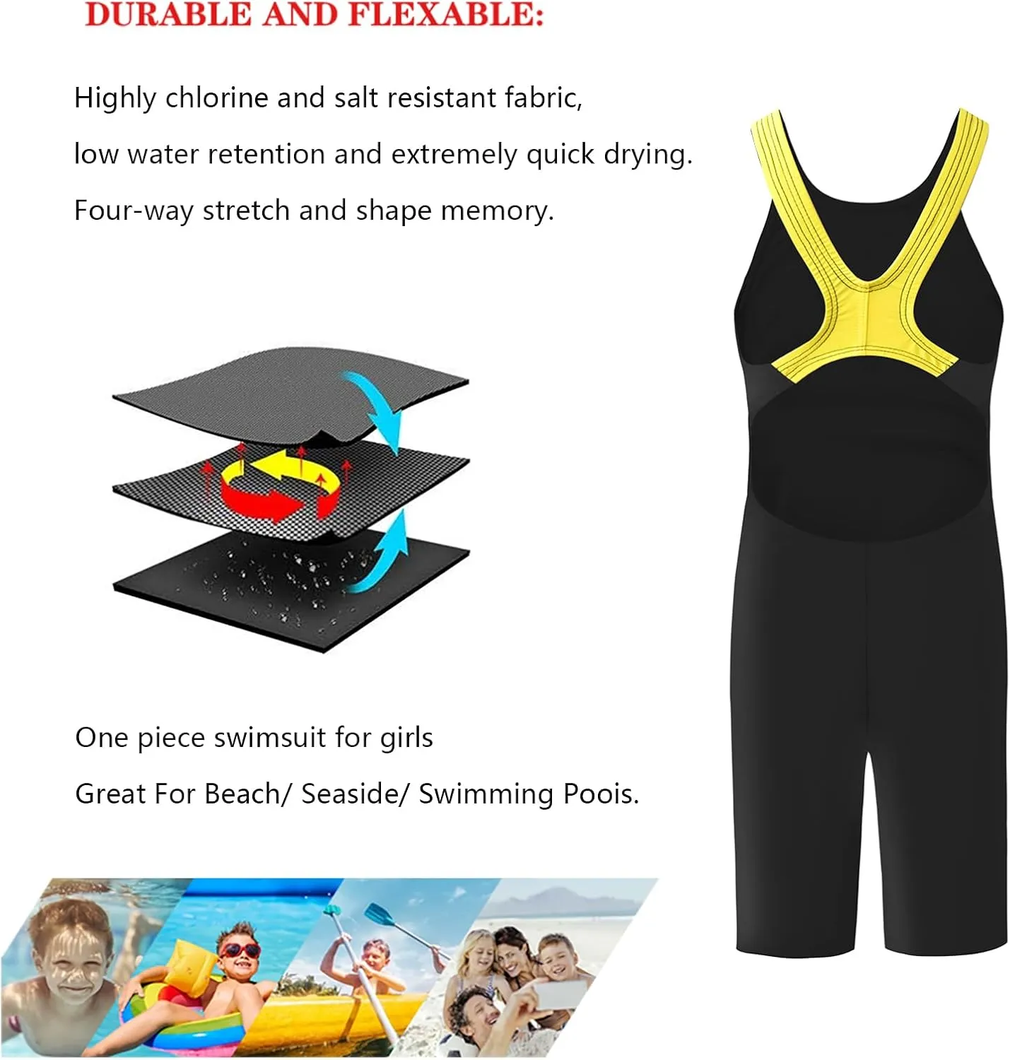 karrack Girls Swimming Suit Sports Conjoined Girls Training Competition Children Swimming Suit