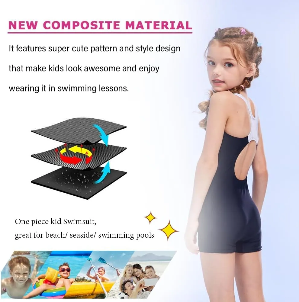 karrack Girls Swimming Suit Sports Conjoined Girls Training Competition Children Swimming Suit