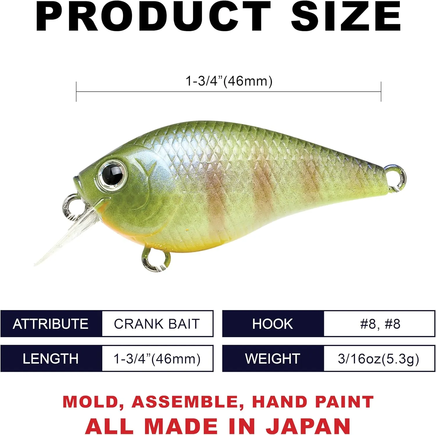 Lucky CRAF LC 0.5, Silent, Crankbait, Squarebill, Freshwater Fishing Gear, Tournament Winning, Champion Bait, Fishing Accessories, Fishing Tackle