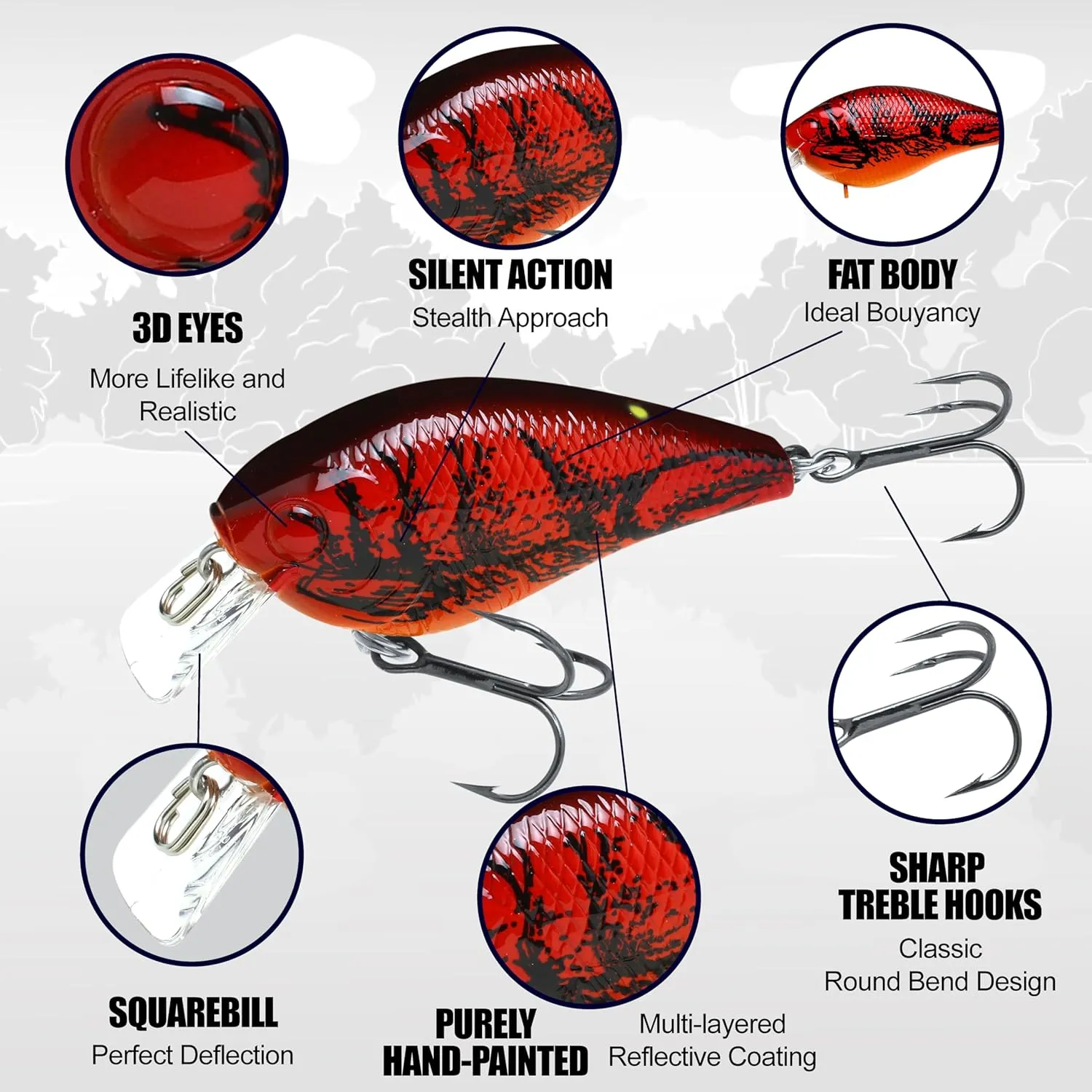 Lucky CRAF LC 1.0, Silent, Crankbait, Squarebill, Freshwater Fishing Gear, Tournament Winning, Champion Bait, Fishing Accessories, Fishing Tackle