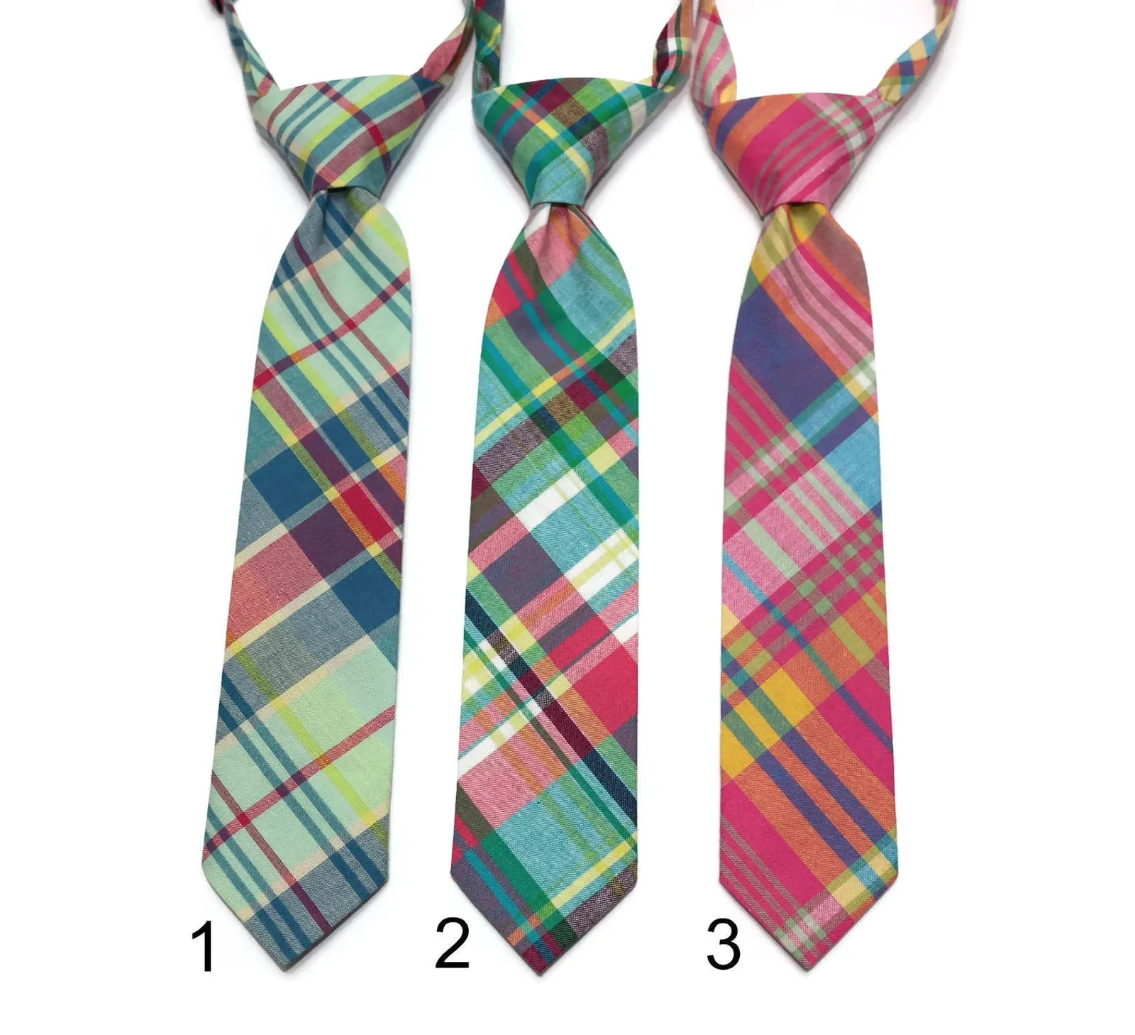 Madras Plaid Neckties - Boys Pre-Tied