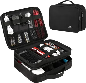 MATEIN Electronics Organizer Travel Case, Water Resistant Cable Organizer Bag for Travel Essentials, Gifts for Men, Storage Bag as Accessories for Phone, Cord, Tablet, Black