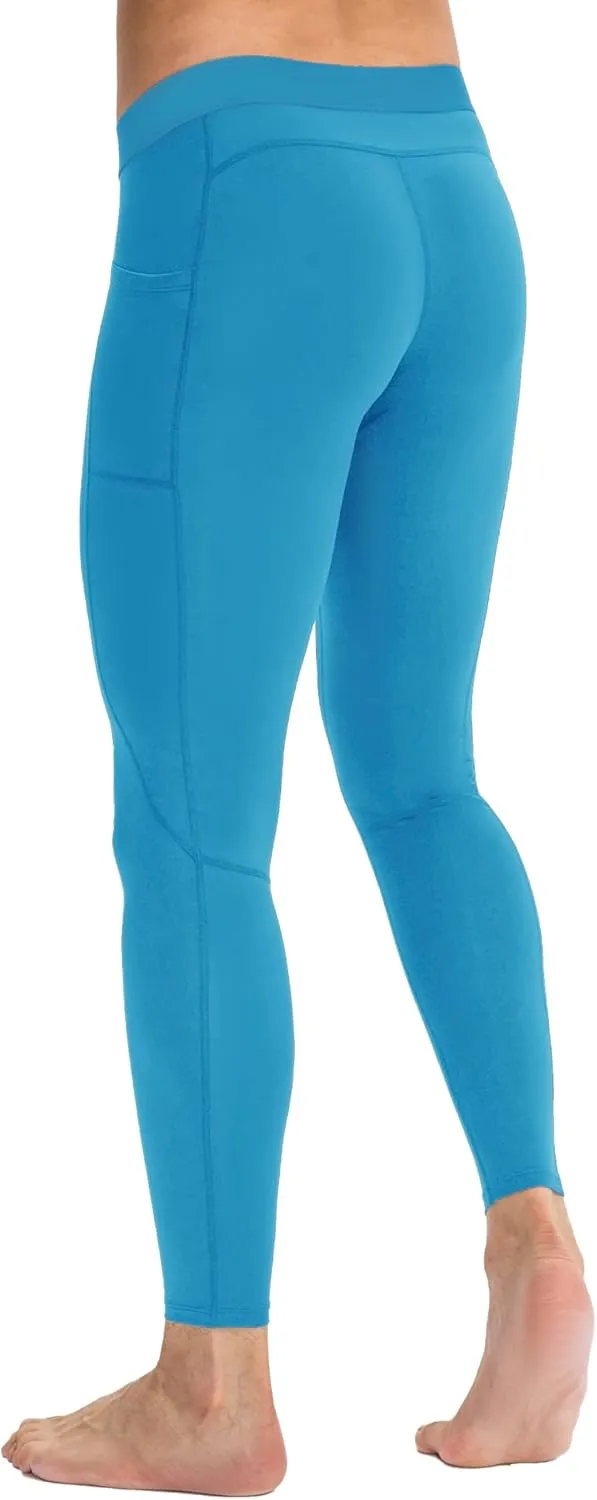 Men's Athletic Leggings Workout Compression Pants with Pockets Cool Dry Base Layer Active Tights for Cycling Running