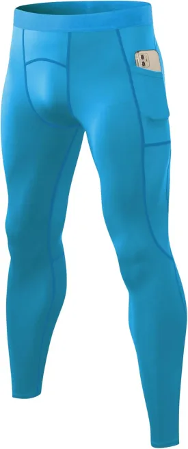 Men's Athletic Leggings Workout Compression Pants with Pockets Cool Dry Base Layer Active Tights for Cycling Running
