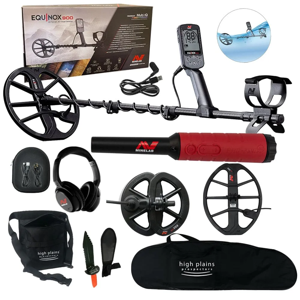 Minelab Equinox 900 Bundle with Pro-Find 40 EQX 15" Coil, Free Gear