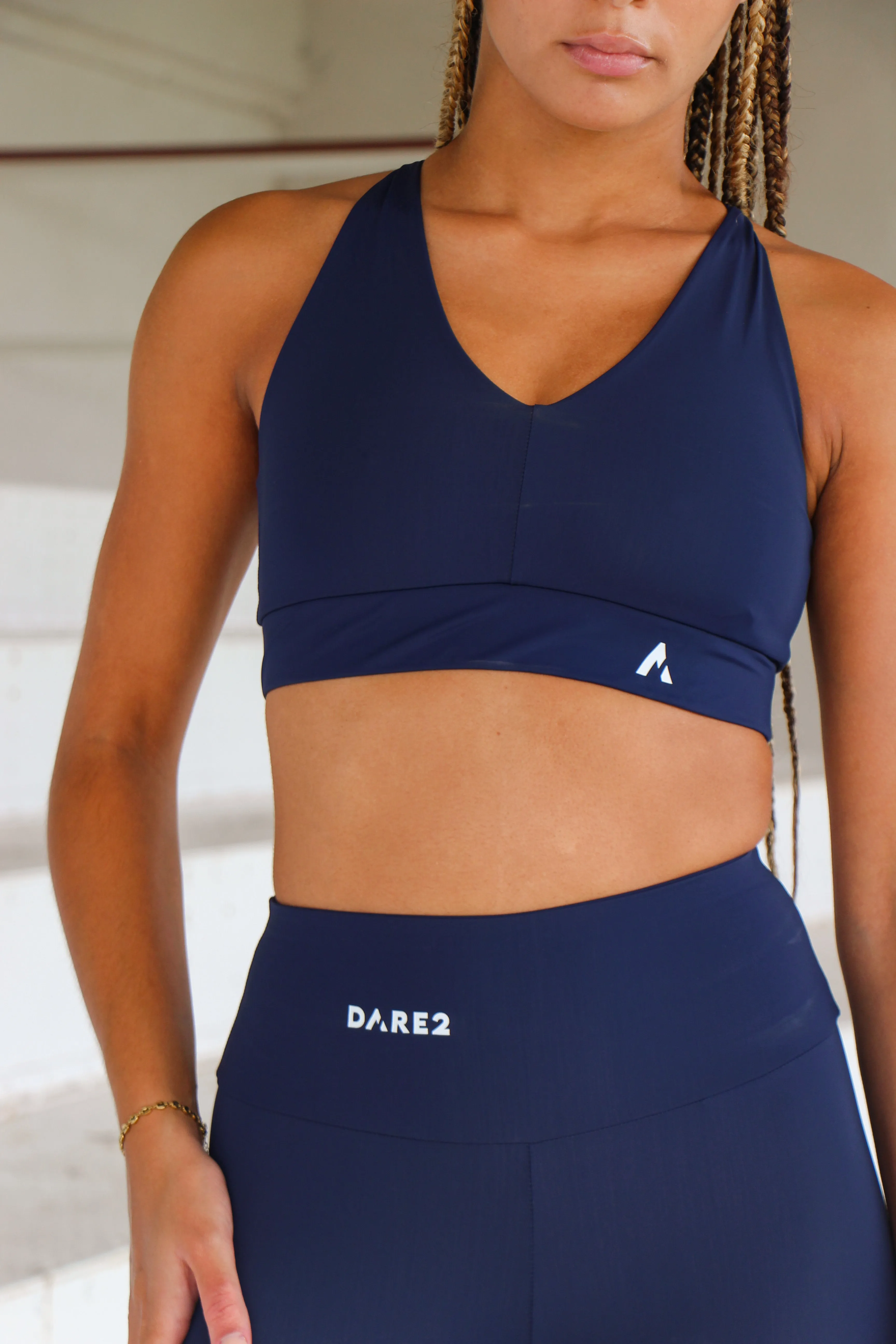 Navy Blue Cross-Back Sports Bra