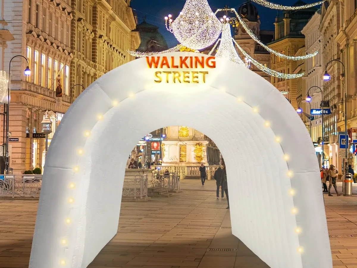 OZIS Inflatable Tunnel Sports Tunnel Entrance with Installed Blower Inflatable Tunnel Tent for Business Advertising Event Exhibition Promotion,Street,Shop,Supermarket,School(White, 16x10x10ft)