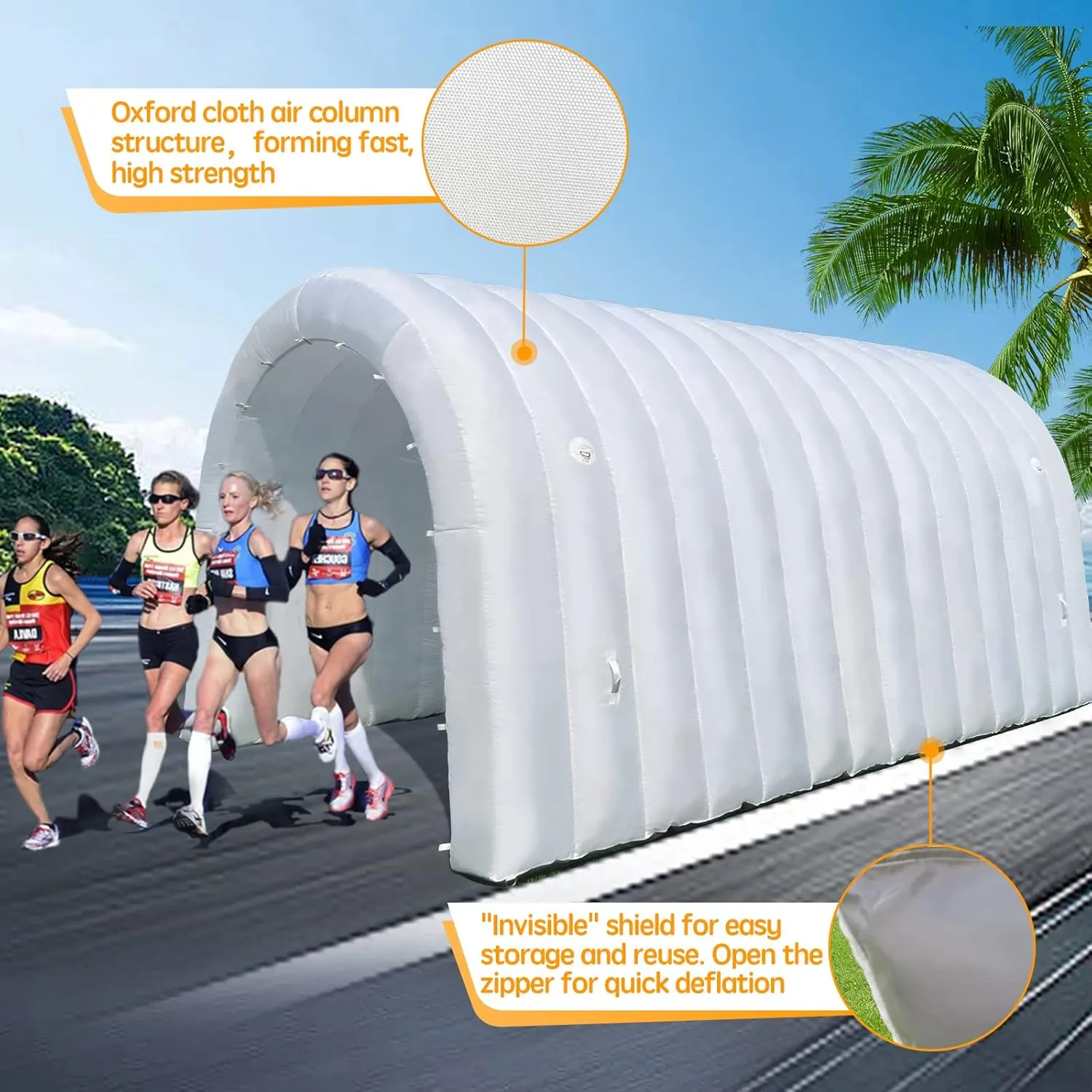 OZIS Inflatable Tunnel Sports Tunnel Entrance with Installed Blower Inflatable Tunnel Tent for Business Advertising Event Exhibition Promotion,Street,Shop,Supermarket,School(White, 16x10x10ft)