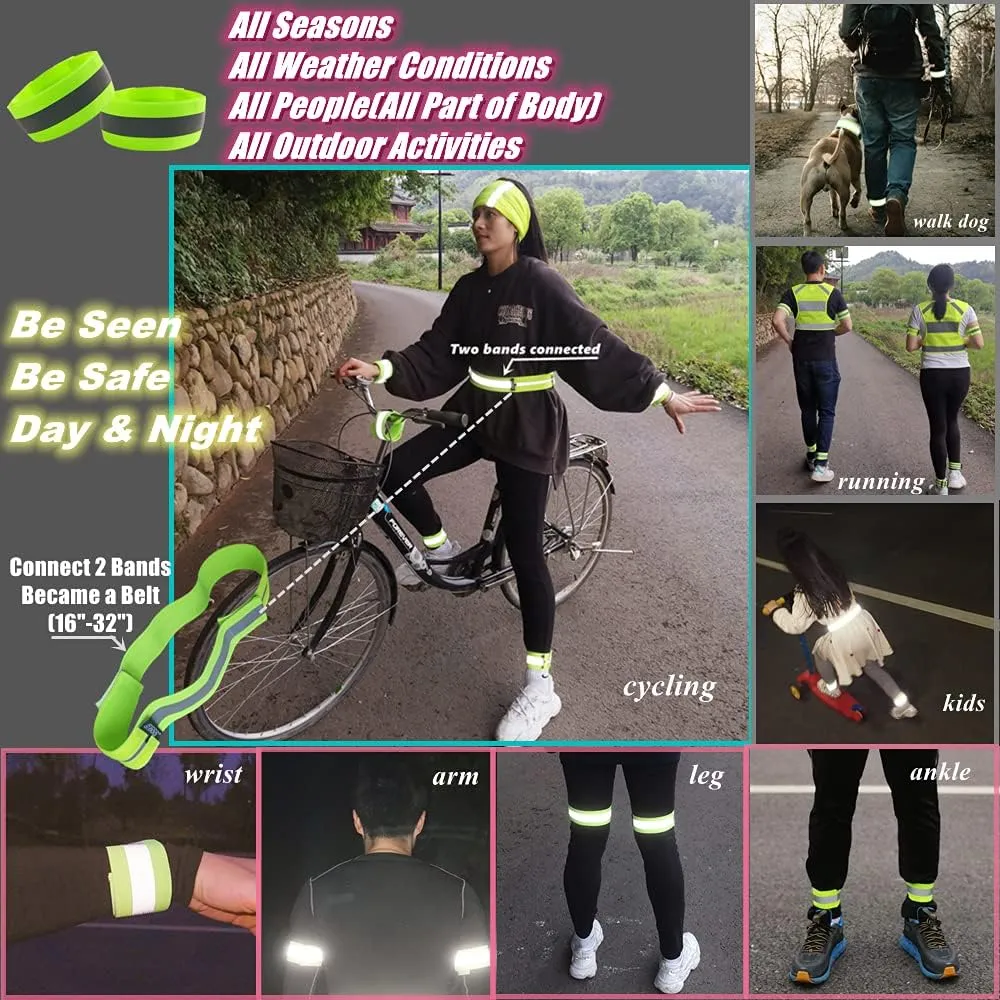 Reflective Running Gear,Reflective Bands for Arm/Wrist/Ankle/Leg,Biking Accessories for Women and Men