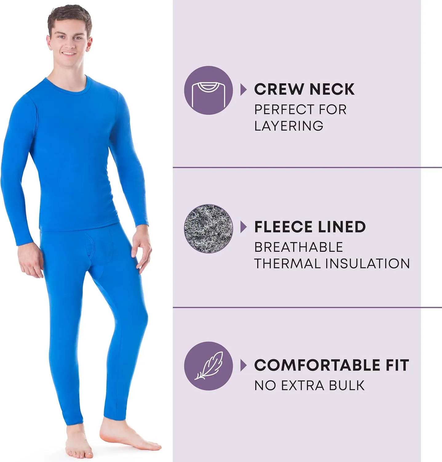 Rocky Thermal Underwear for Men, Long Johns Fleece Lined Set, Shirt & Pants, Base Layer w/Leggings/Bottoms Ski/Extreme Cold