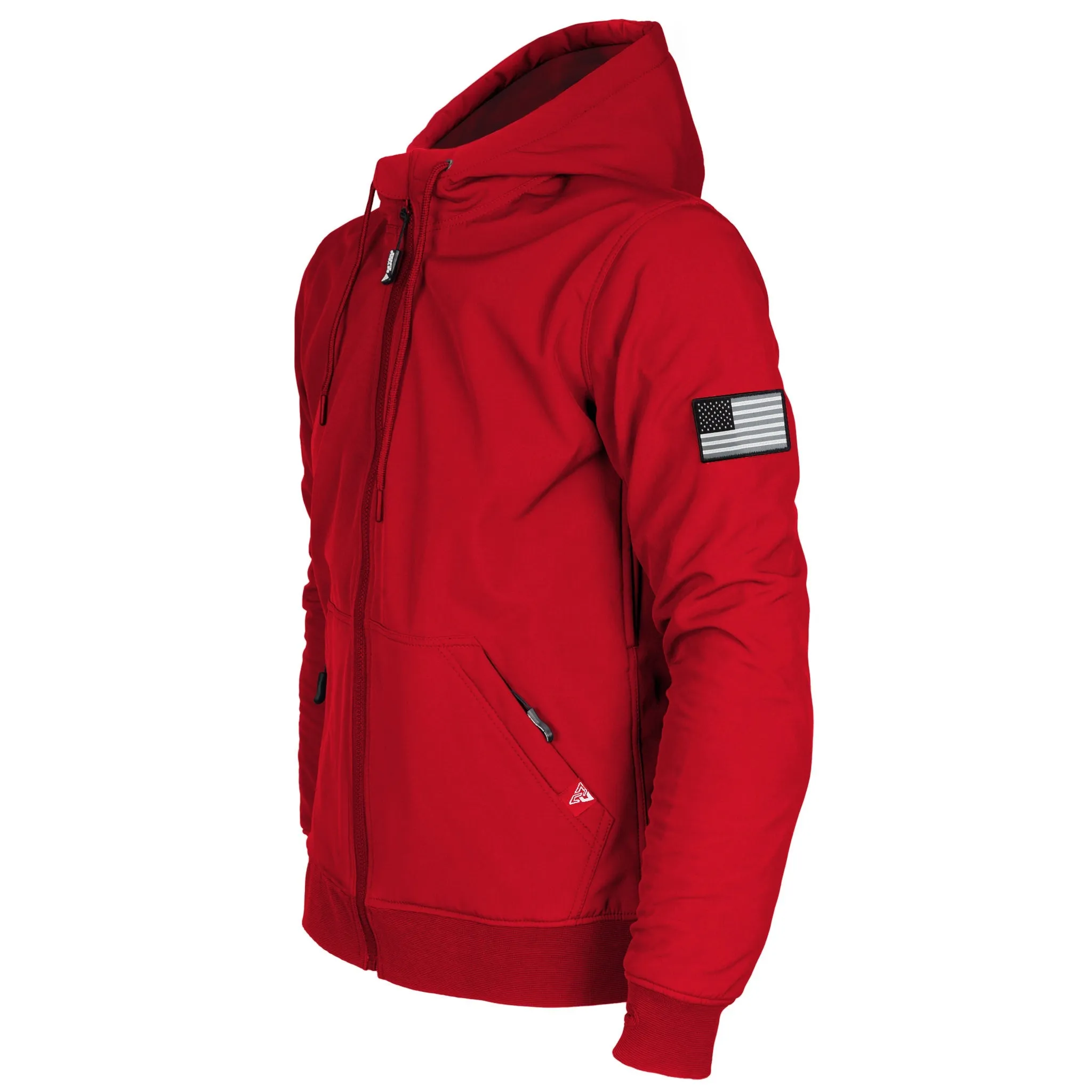 SALE Protective SoftShell Unisex Hoodie - Red Solid Matte with Pads