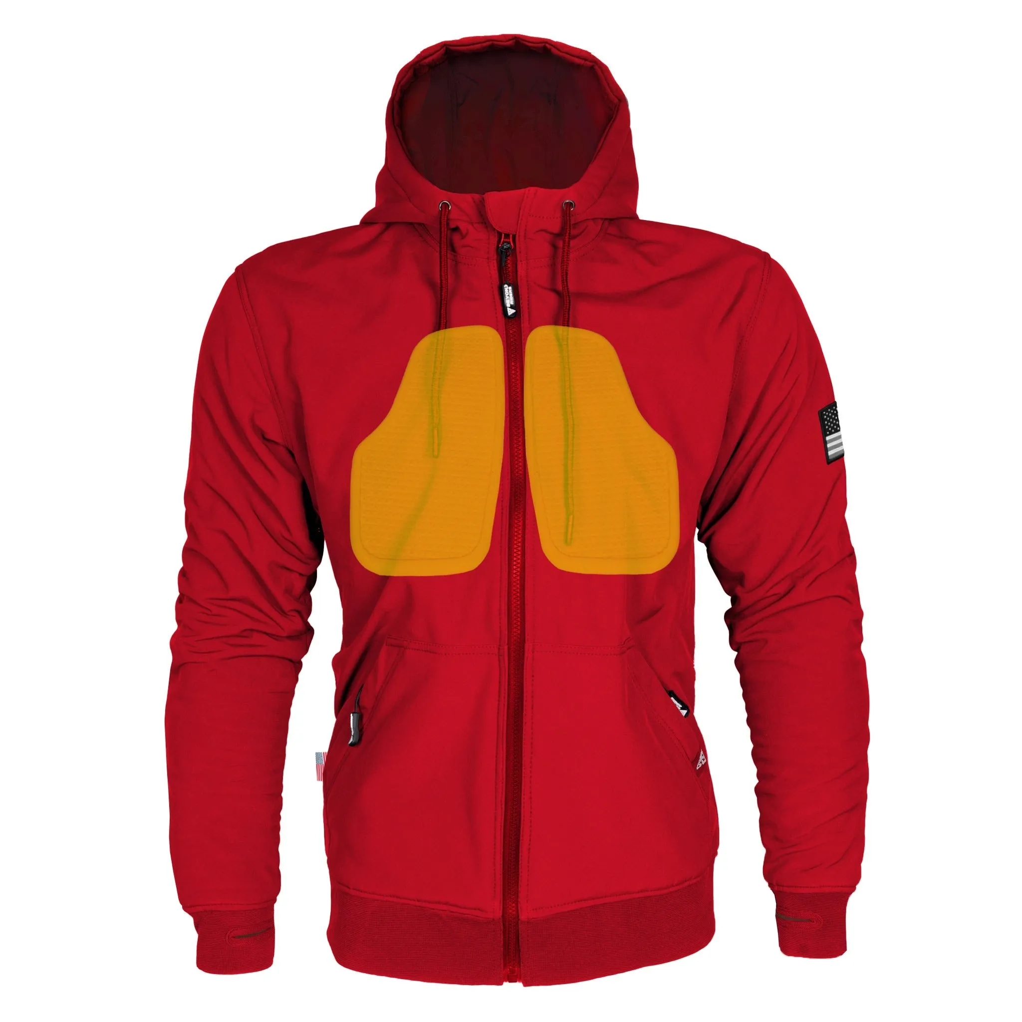 SALE Protective SoftShell Unisex Hoodie - Red Solid Matte with Pads