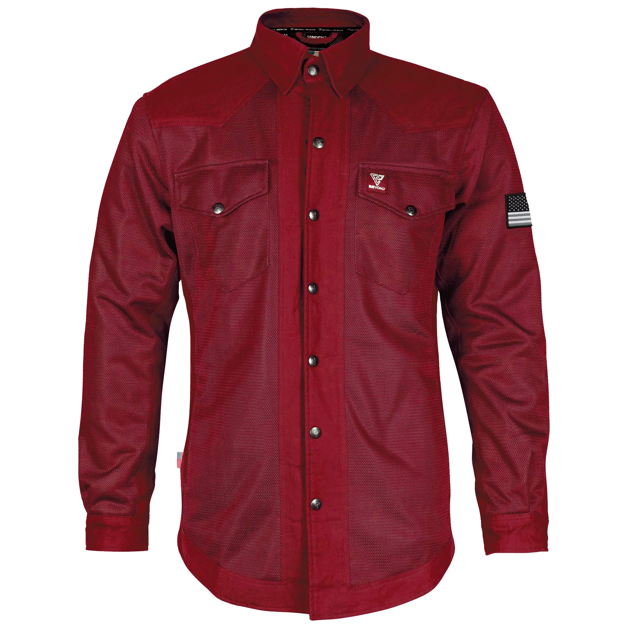 SALE Protective Summer Mesh Shirt - Red Maroon Solid with Pads