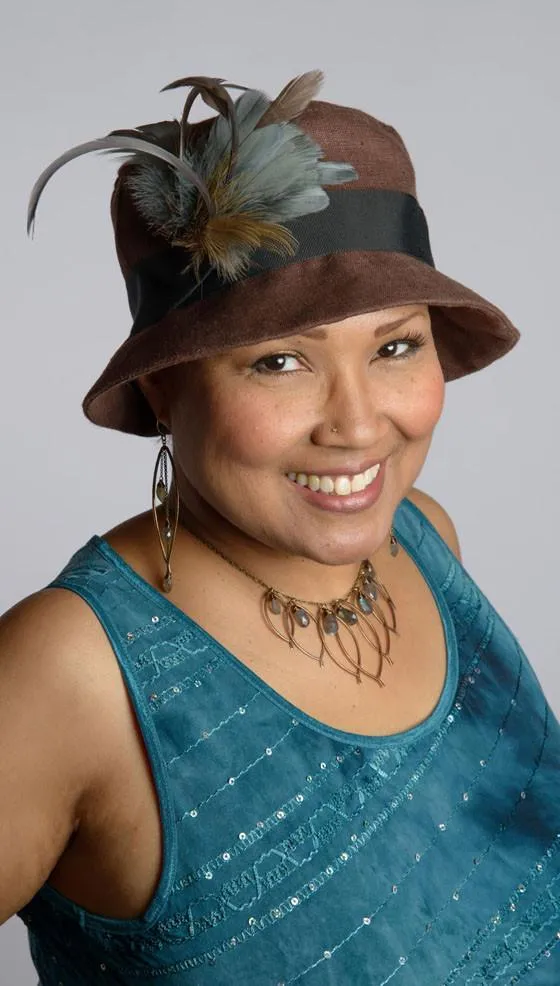 Samantha Hat Style - Linen in Chocolate with Assorted Trims (One Medium / One Large Left!)