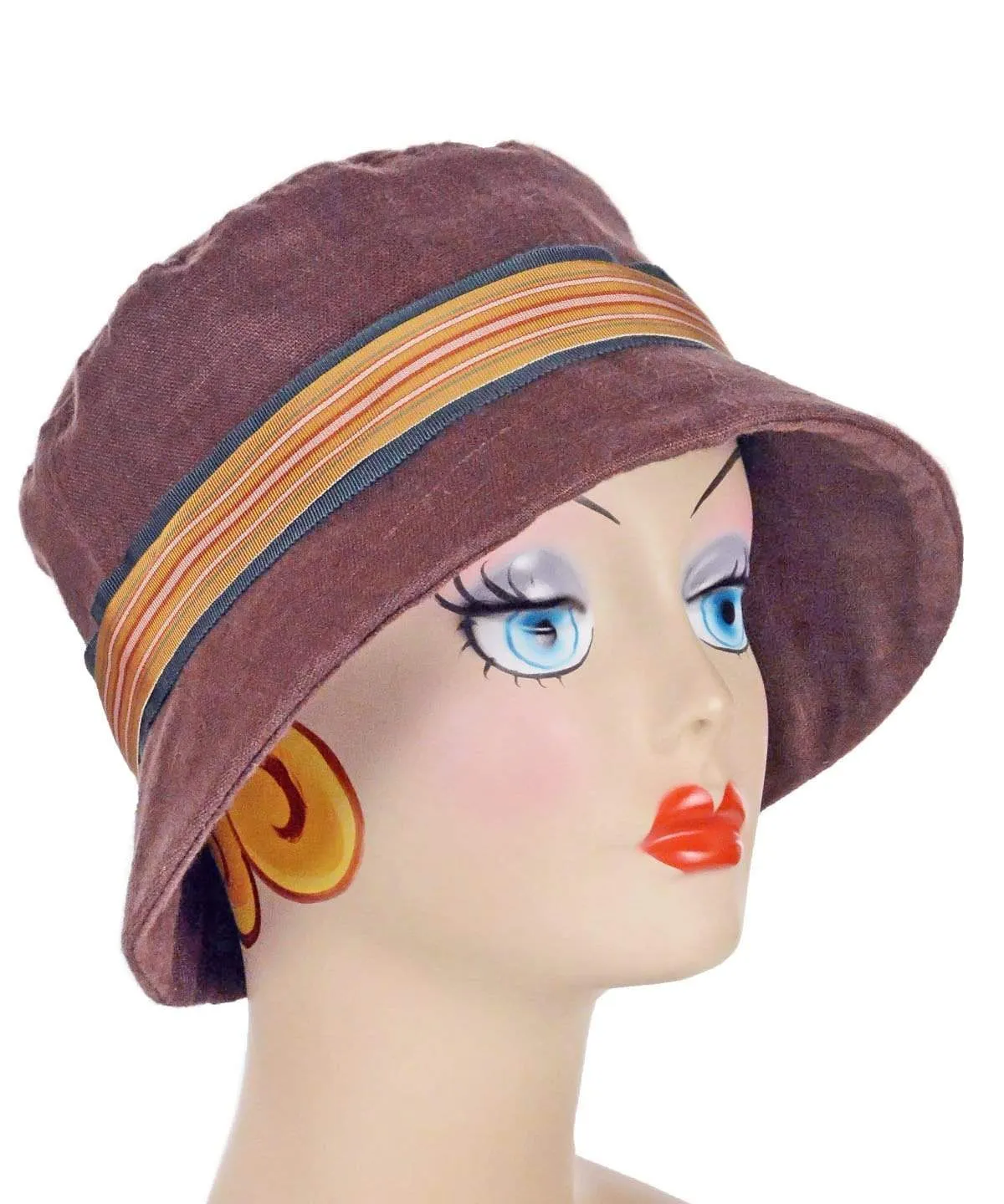 Samantha Hat Style - Linen in Chocolate with Assorted Trims (One Medium / One Large Left!)
