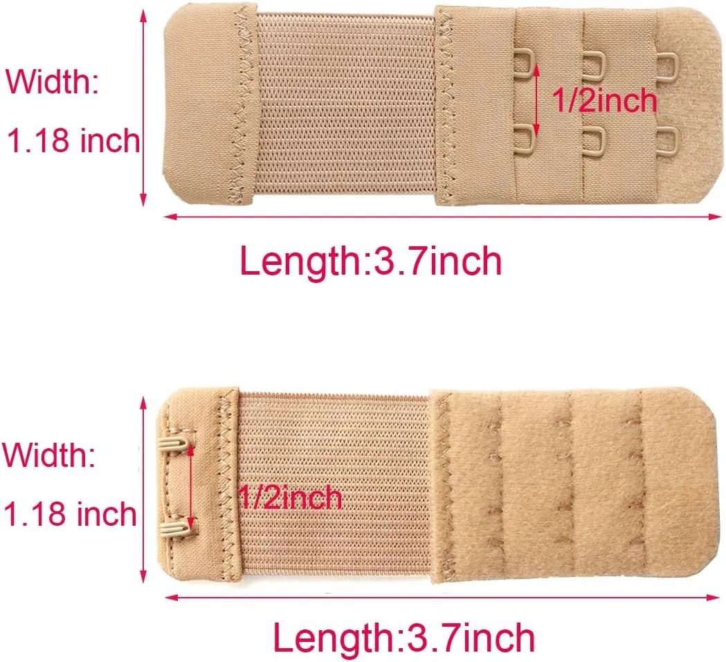 SAMGU Women's Bra Extenders 2 Hook / 3 Hook / 4 Hook / 5 Hook / 6 Hook, Soft Stretchy Back Bra Extension Strap