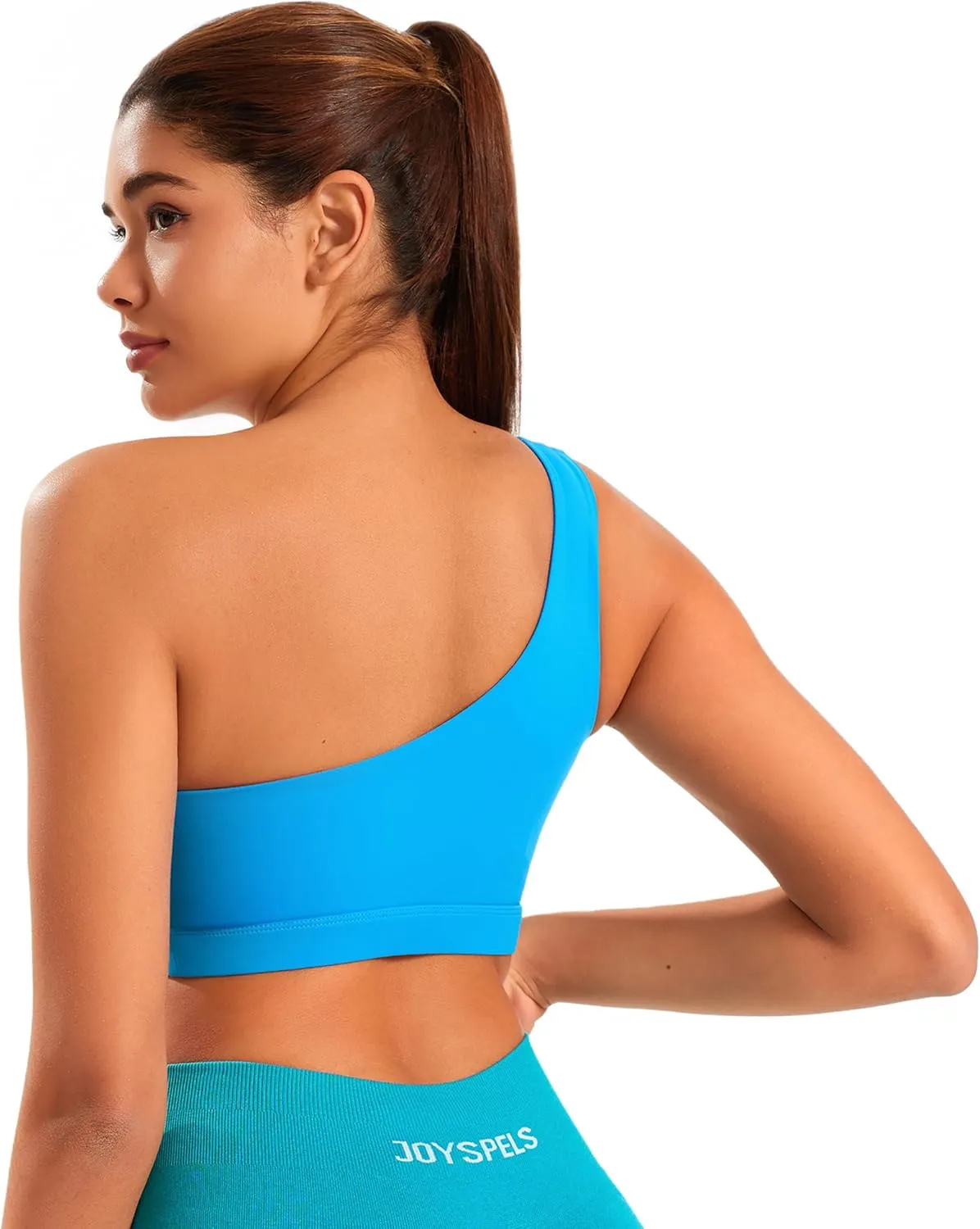 Smooth Sports Bras for Women One Shoulder Low Impact Asymmetrical Workout Tops Padded Yoga Bra