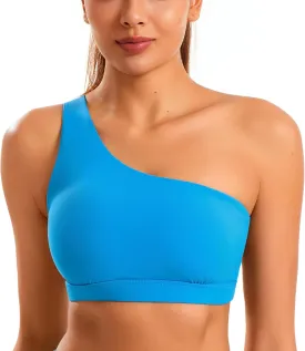 Smooth Sports Bras for Women One Shoulder Low Impact Asymmetrical Workout Tops Padded Yoga Bra