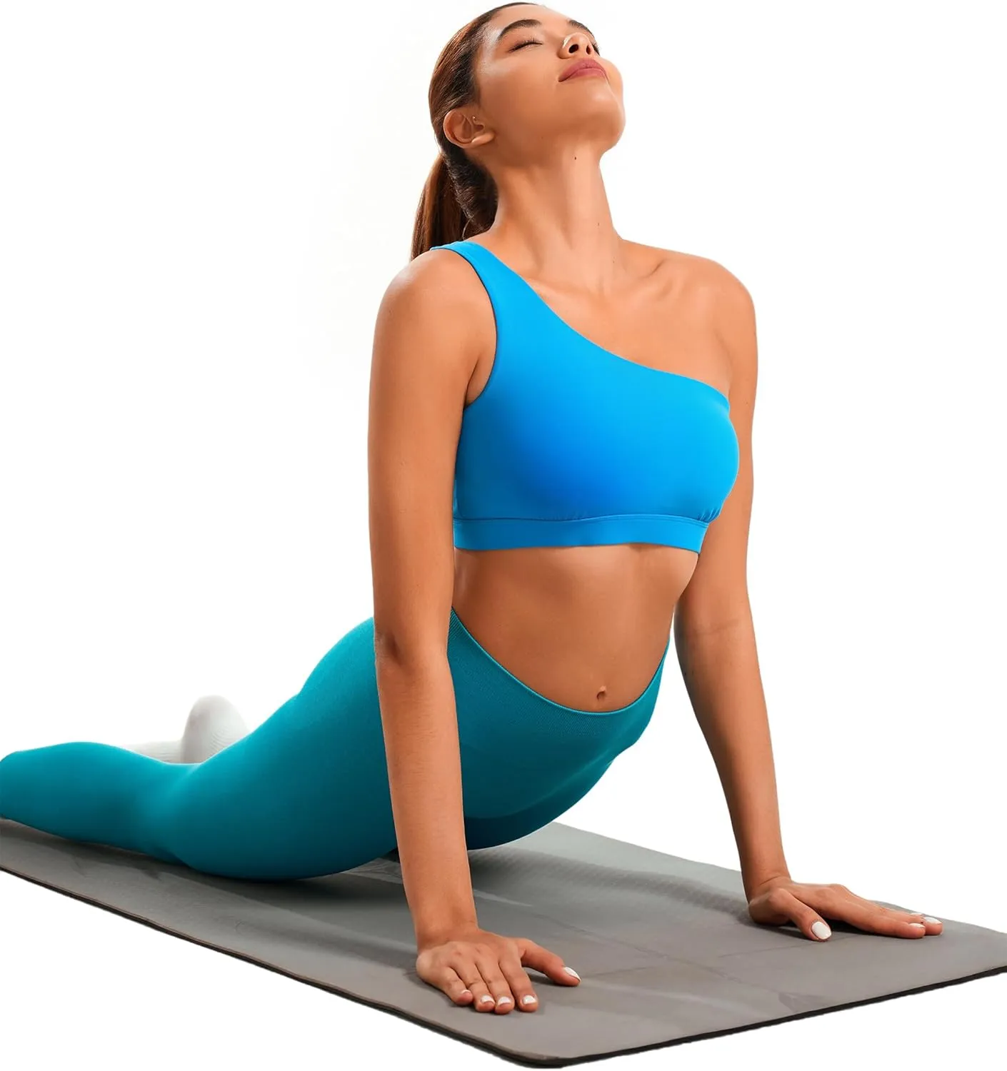 Smooth Sports Bras for Women One Shoulder Low Impact Asymmetrical Workout Tops Padded Yoga Bra
